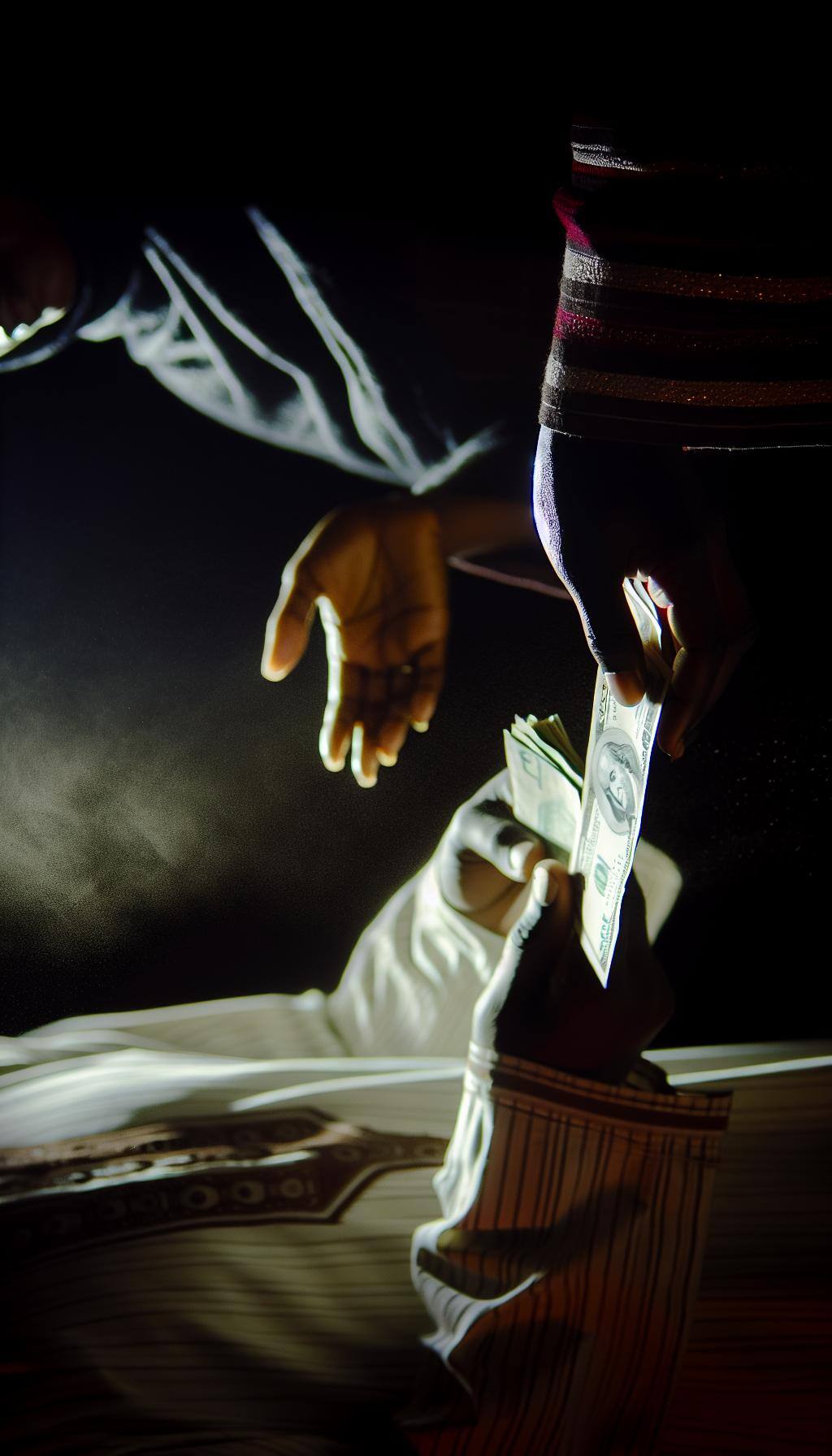 Money being placed into a hand